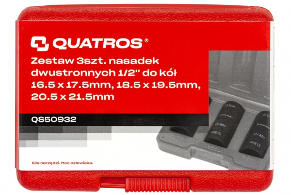 Zestaw 3szt. nasadek dwustronnych 1/2'' do kół 16.5 x 17.5mm, 18.5 x 19.5mm, 20.5 x 21.5mm