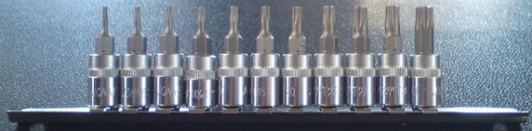 Kpl. kluczy Torx z nasadkami 1/4" 11szt. T6-T40