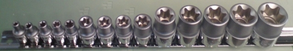Kpl. nasadek 'E' 1/4", 3/8" i 1/2" 14szt. E4-E24