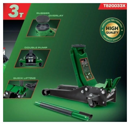 Podnośnik hydrauliczny przesuwny 3T niskoprofilowy Rockforce zielony