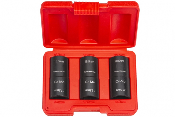 Zestaw 3szt. nasadek dwustronnych 1/2'' do kół 16.5 x 17.5mm, 18.5 x 19.5mm, 20.5 x 21.5mm