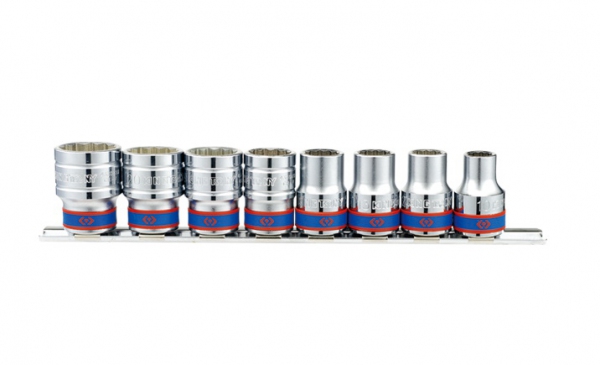 Kpl. nasadek krótkich 1/2" 8cz. 12-kąt. 10-22mm na szynie