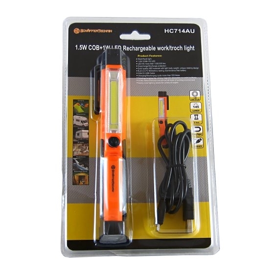Lampka warsztatowa 1,5W COB+ 1W LED z regulowanym uchytem