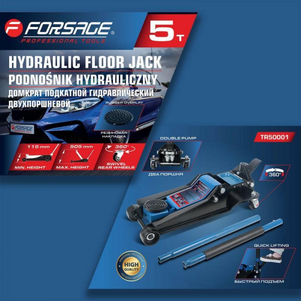 Podnośnik hydrauliczny przesuwny 5T niskoprofilowy Forsage