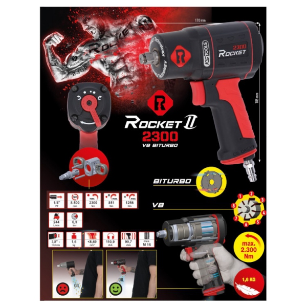 Klucz pneumatyczny 1/2" 2300Nm Rocket II KS Tools Klucz pneumatyczny 1/2" 2300Nm Rocket II KS Tools